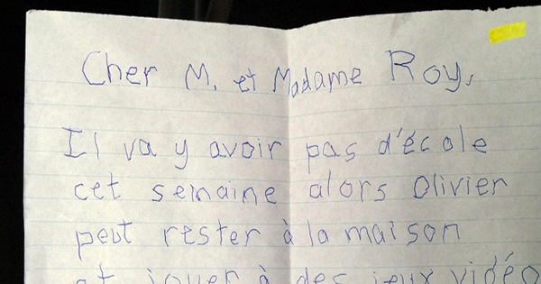 La lettre du fils qui joue la maîtresse