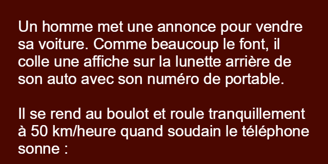 Un homme met une annonce pour vendre sa voiture