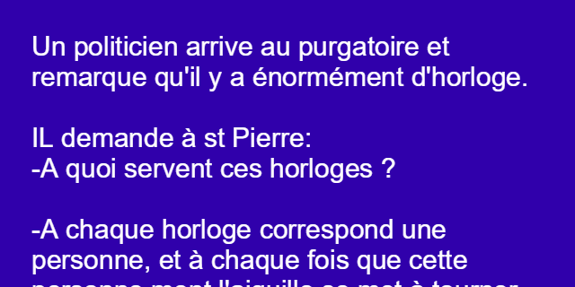 Un politicien arrive au purgatoire