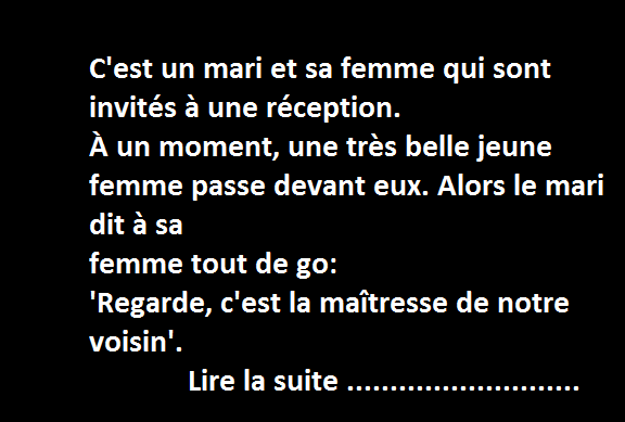 Un mari et sa femme invités à une réception.
